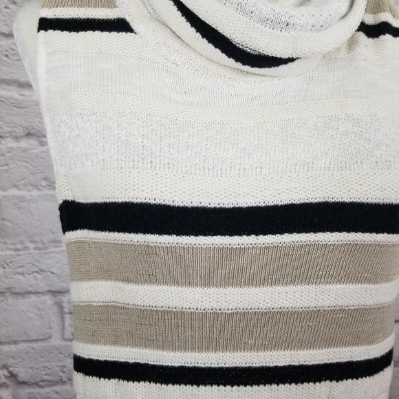 Dolan Anthro top cream tan black stripe cowl neck sleeveless women's size M - Picture 5 of 9